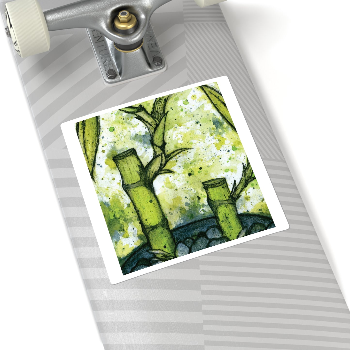 Bright Bamboo Watercolor Painting - Square Stickers