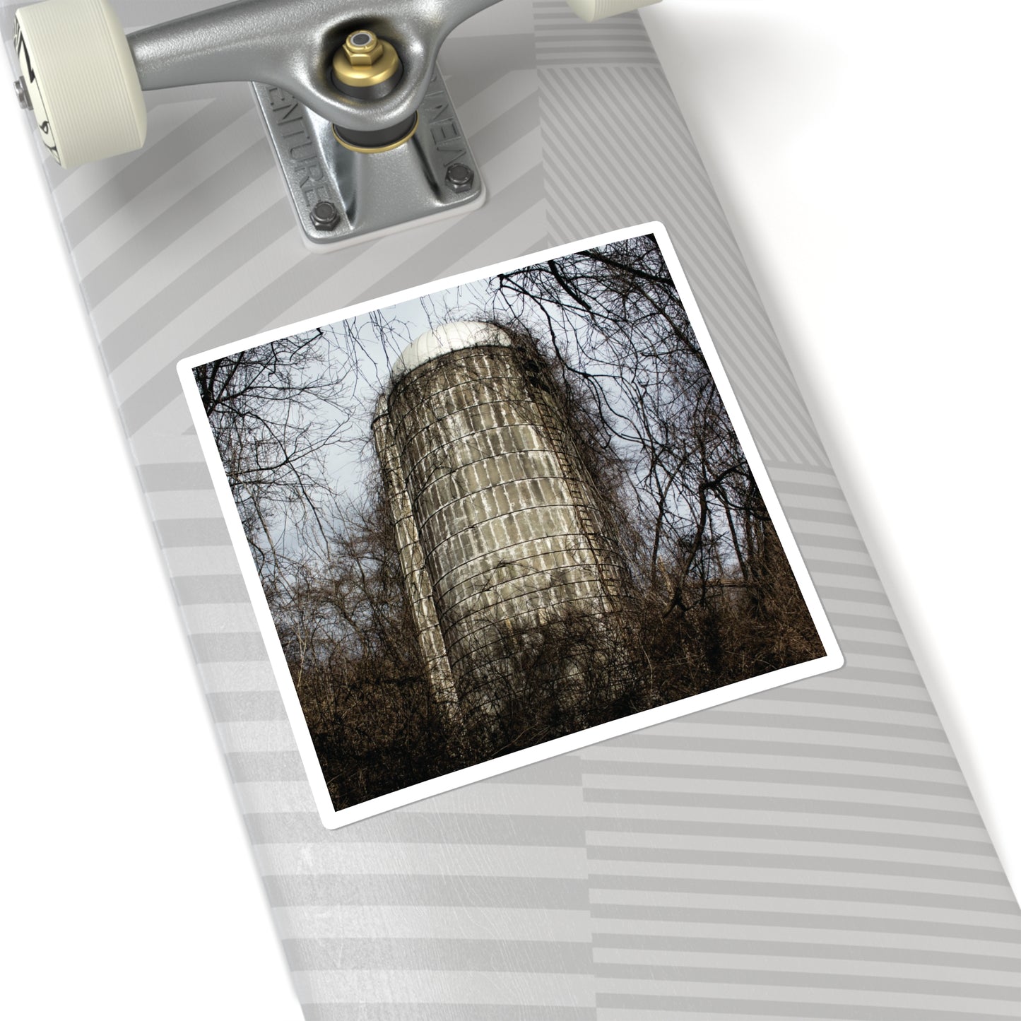 Abandoned & Overgrown Silo Photography - Square Stickers