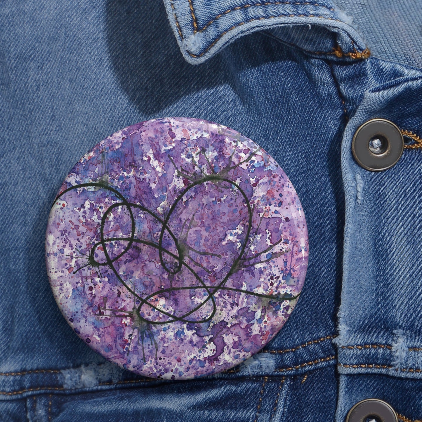 BTS Love Yourself : Answer Watercolor Painting - Glossy Metal Pin Buttons (3 Sizes)