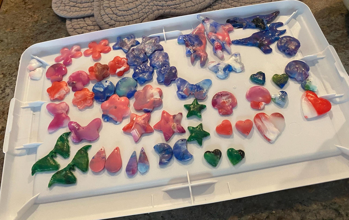 Handmade - Medium Upcycled Melted Plastic Diamond Shaped Earrings