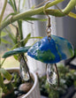 Handmade and Customizable - Dangle Upcycled Melted Plastic Mushroom Earrings W/ Drop Down Fixtures & Faceted Crystals - Made To Order