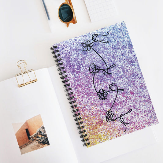 BTS Love Yourself : Her Multicolor Gradient Watercolor Painting - Spiral Notebook - Ruled Line (Version 1 )