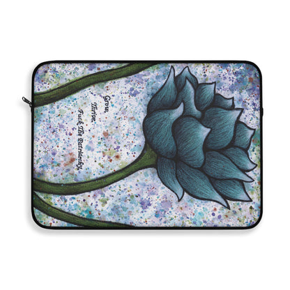 Grow. Thrive. F*ck The Patriarchy. Lotus Watercolor Painting - Plush Fleece Interior Laptop Sleeve