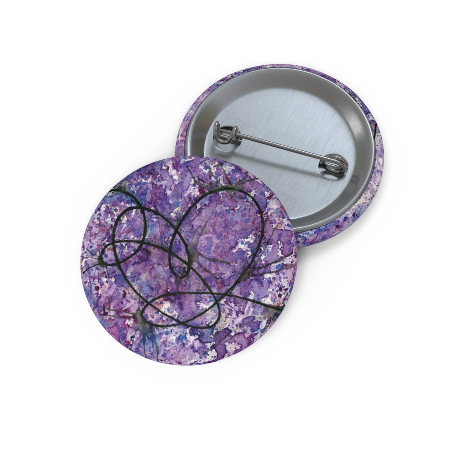 BTS Love Yourself : Answer Watercolor Painting - Glossy Metal Pin Buttons (3 Sizes)