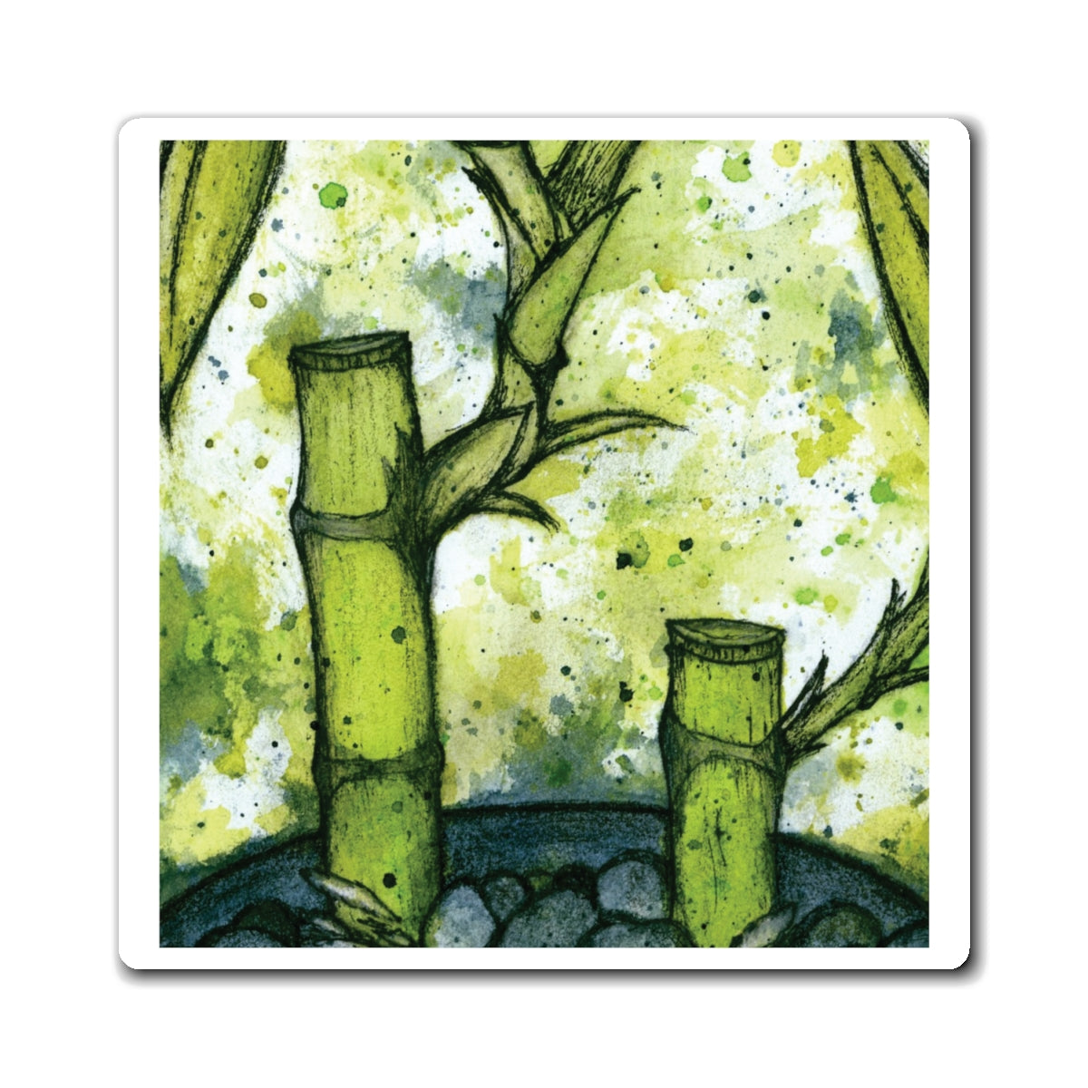 Bright Bamboo Watercolor Painting - Magnets