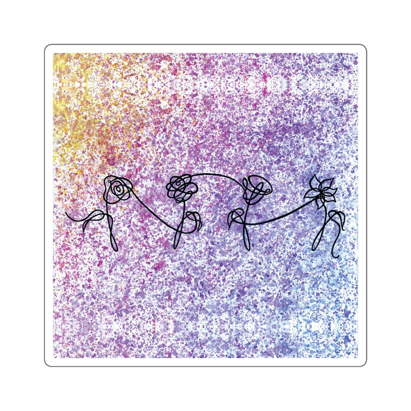 BTS Love Yourself : Her Multicolor Gradient Watercolor Painting - Square Stickers