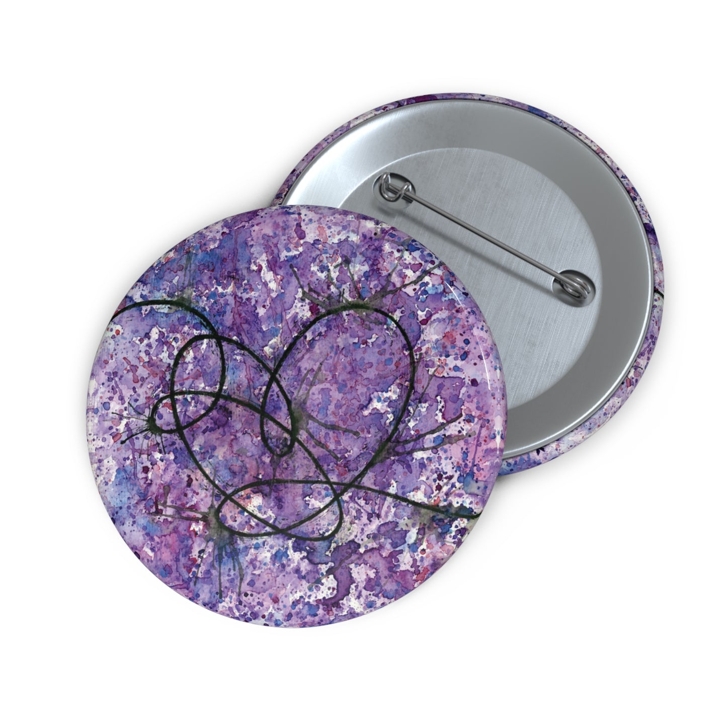BTS Love Yourself : Answer Watercolor Painting - Glossy Metal Pin Buttons (3 Sizes)