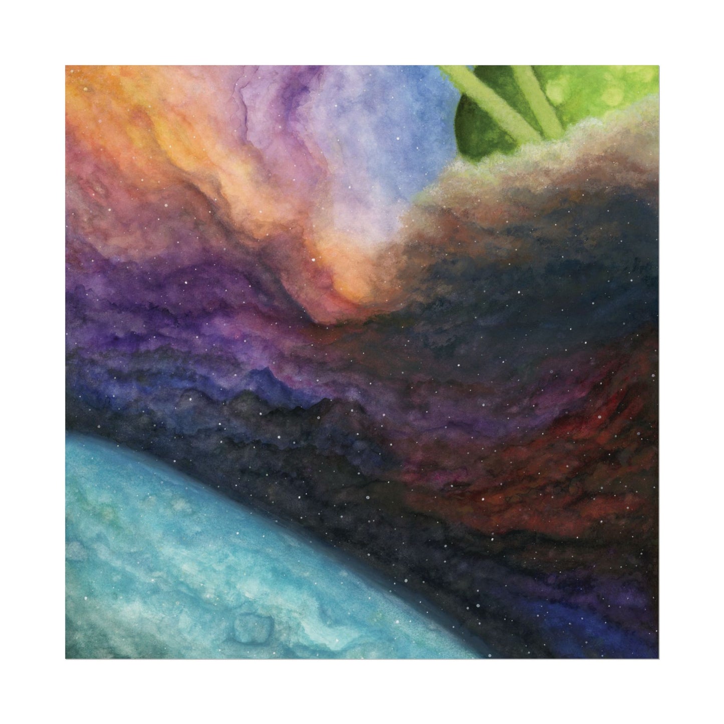 Traveling Through Uncharted Galaxies Watercolor Painting - Textured Watercolor Matte Posters