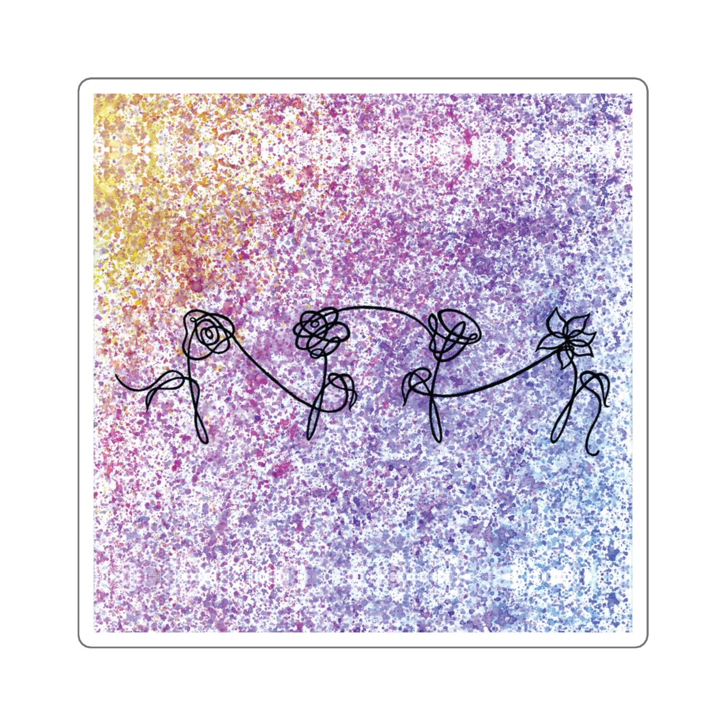 BTS Love Yourself : Her Multicolor Gradient Watercolor Painting - Square Stickers