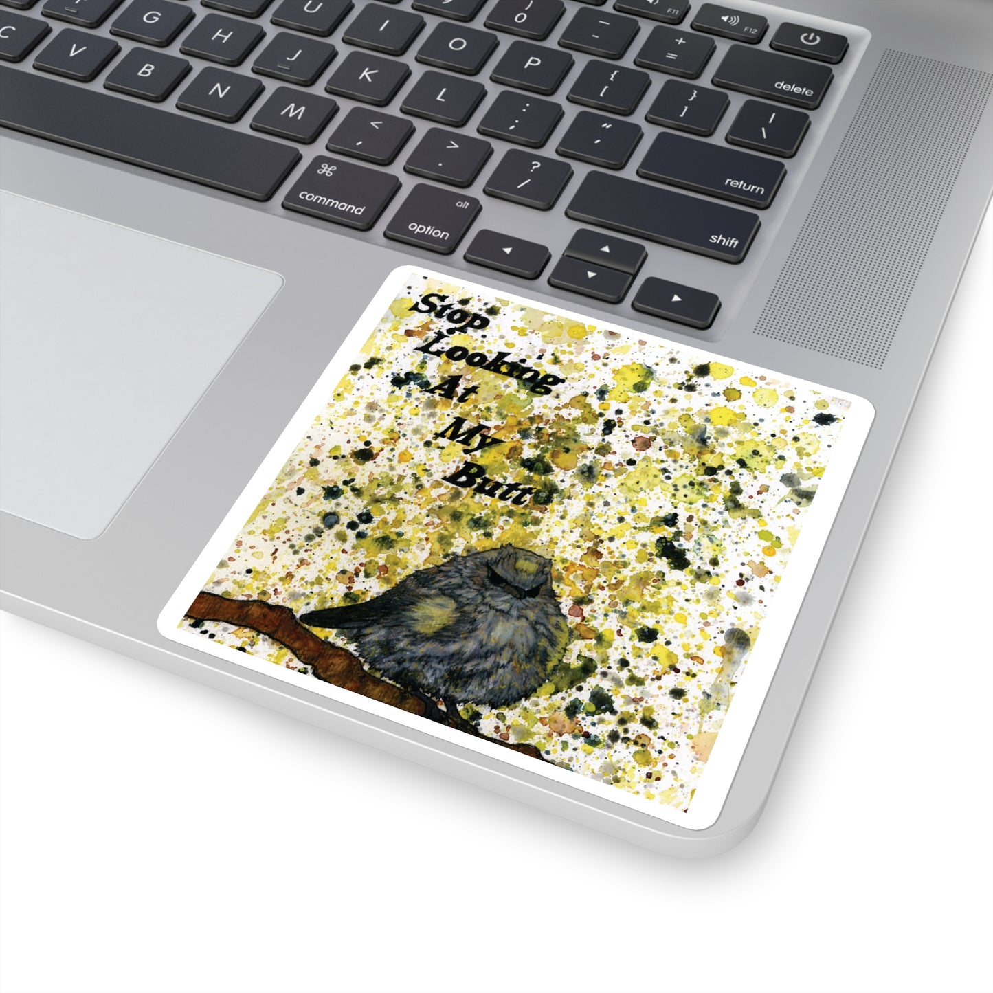 Stop Looking At My Butterbutt Watercolor Painting - Bird Nerd Square Stickers
