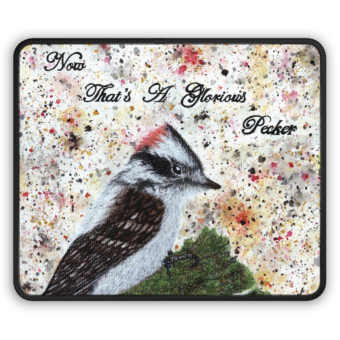 Now That's A Glorious Downy Woodpecker Watercolor Painting - Bird Nerd Gaming Mouse Pad