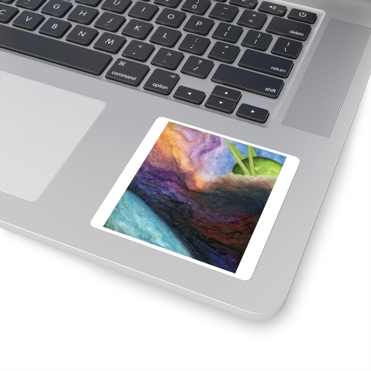 Traveling Through Uncharted Galaxies Watercolor Painting - Square Stickers