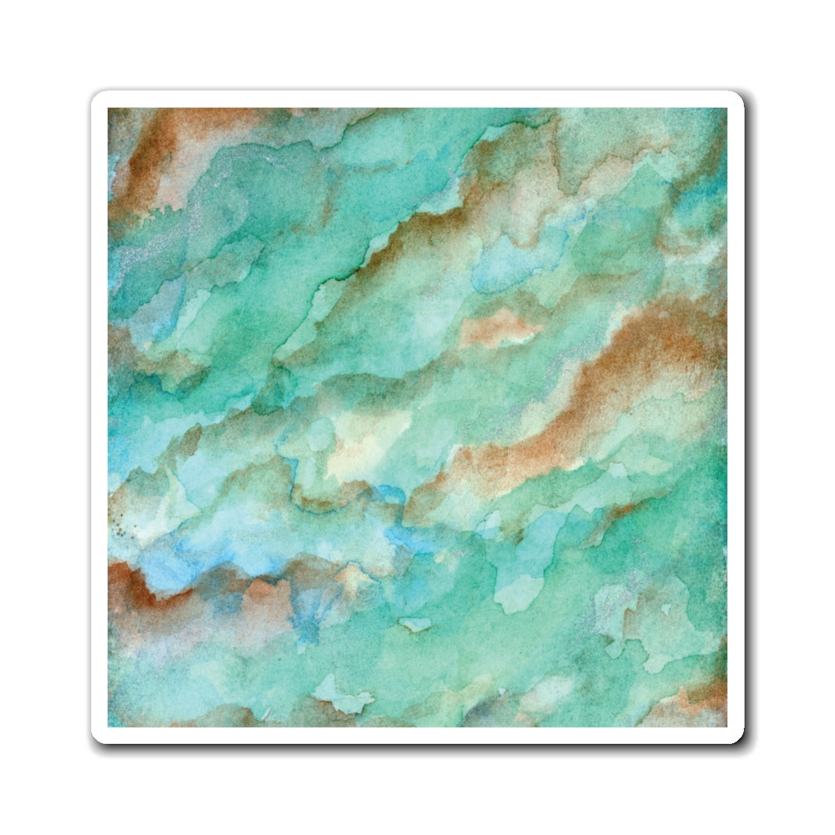 Aqua Shimmer Watercolor Painting - Magnets