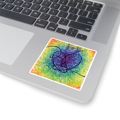 BTS Love Yourself : Answer Rainbow Gradient Watercolor Painting - Square Stickers
