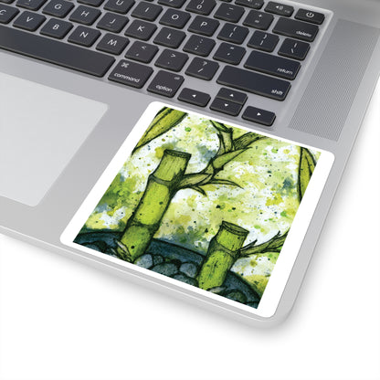 Bright Bamboo Watercolor Painting - Square Stickers