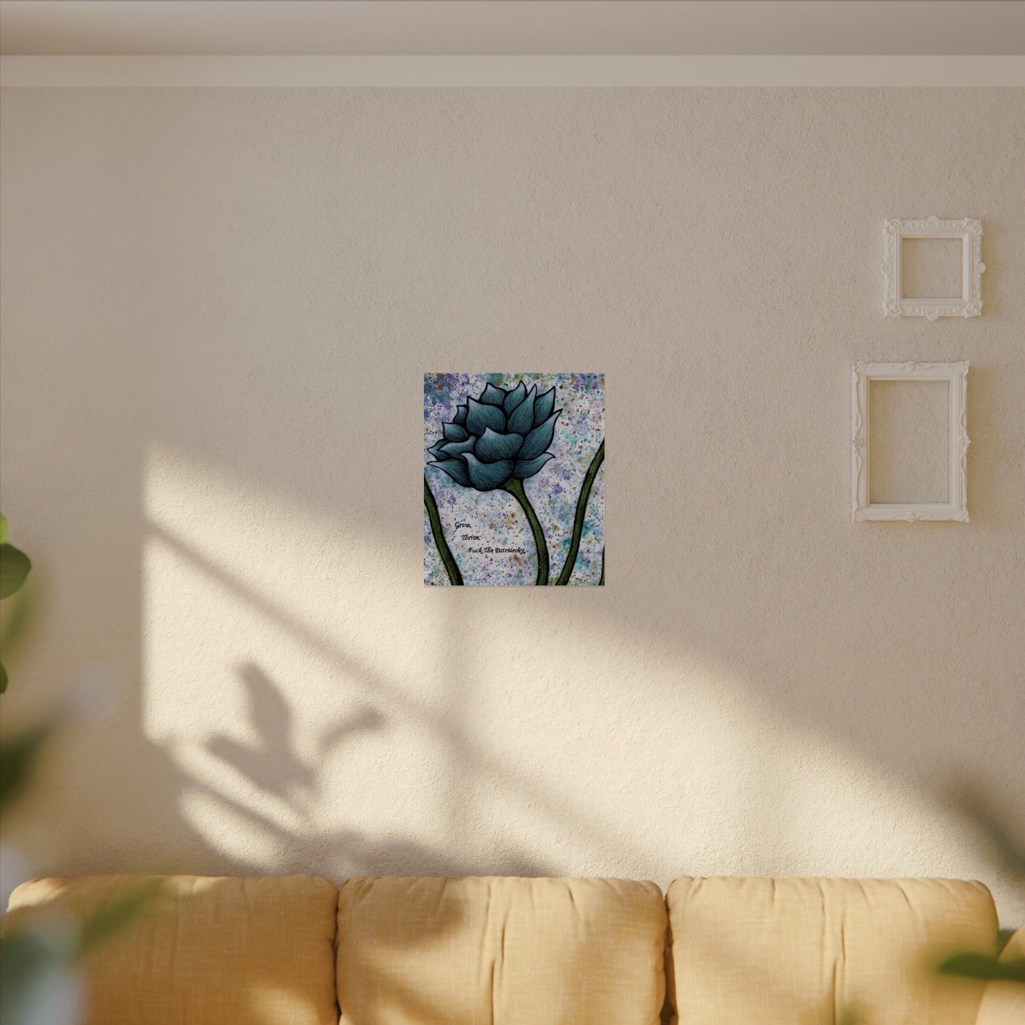 Grow. Thrive. F*ck The Patriarchy. Lotus Watercolor Painting - Textured Watercolor Matte Posters