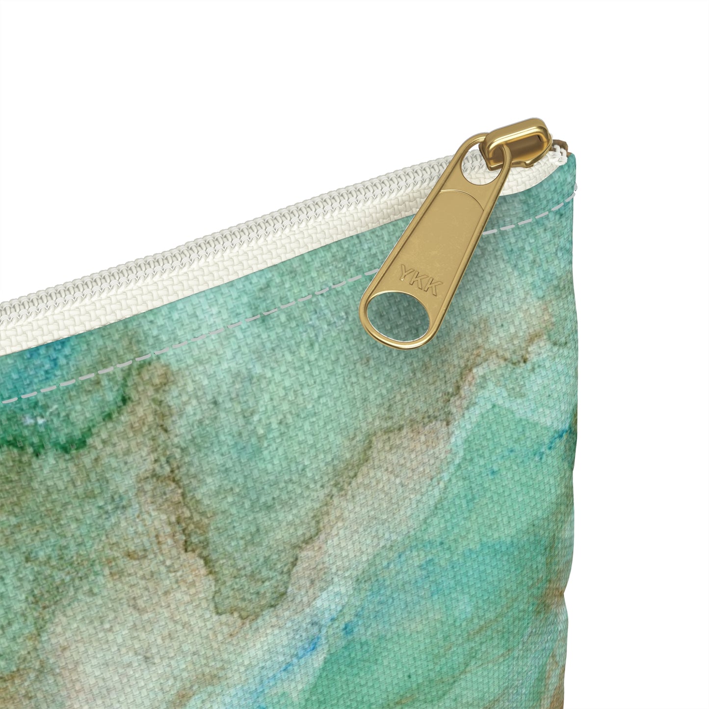 Tropical Aqua Shimmer Marbled Watercolor Painting - Zipper Closure Accessory Pouch (2 Sizes)
