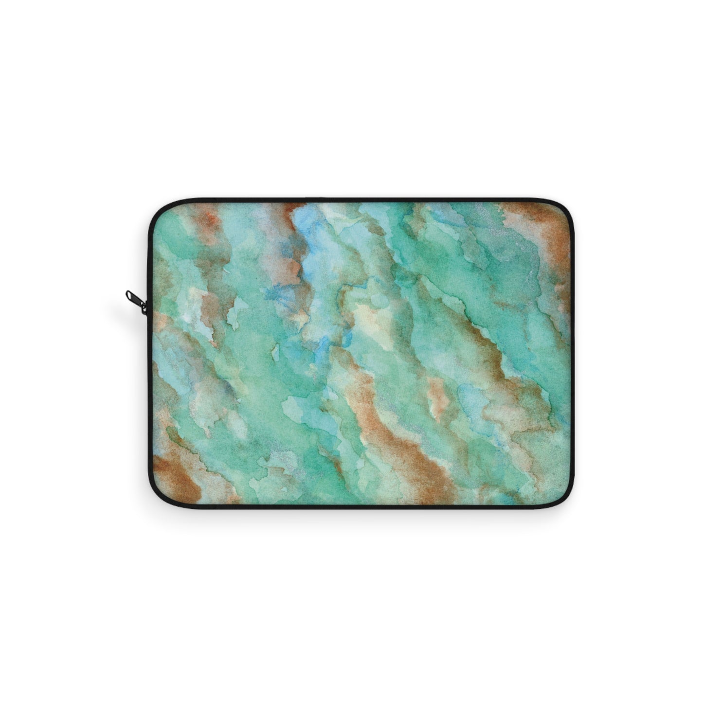 Tropical Aqua Shimmer Marbled Watercolor Painting - Plush Fleece Interior Laptop Sleeve