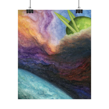 Traveling Through Uncharted Galaxies Watercolor Painting - Textured Watercolor Matte Posters