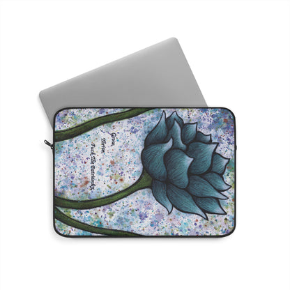 Grow. Thrive. F*ck The Patriarchy. Lotus Watercolor Painting - Plush Fleece Interior Laptop Sleeve
