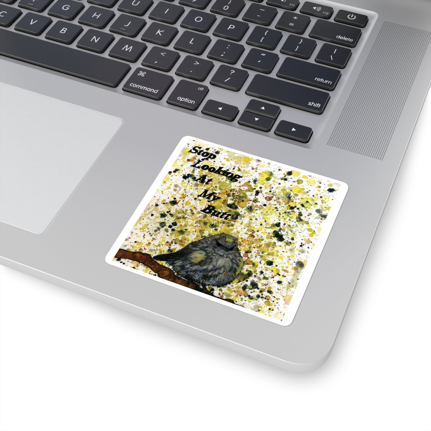 Stop Looking At My Butterbutt Watercolor Painting - Bird Nerd Square Stickers