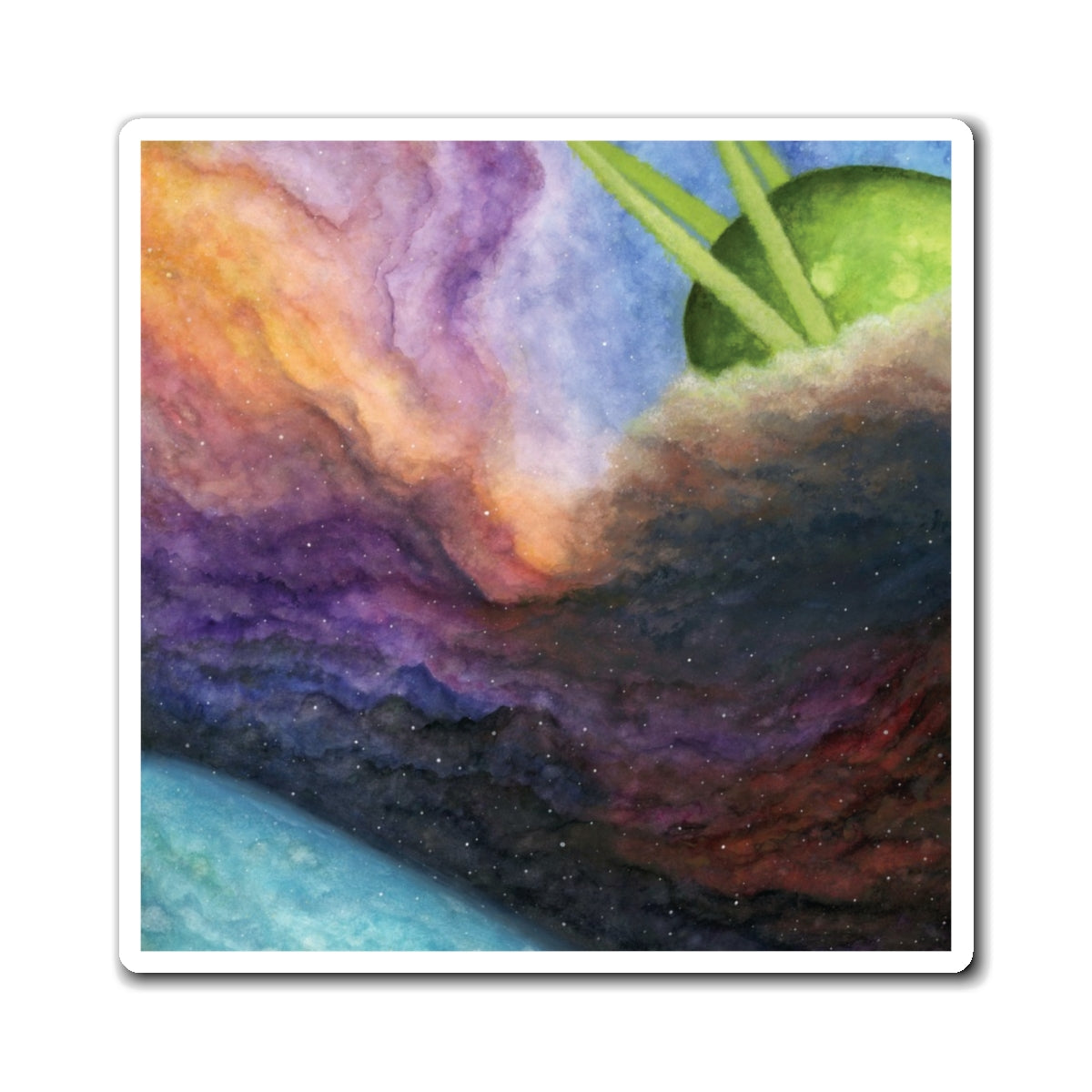 Traveling Through Uncharted Galaxies Watercolor Painting - Magnets