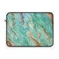 Tropical Aqua Shimmer Marbled Watercolor Painting - Plush Fleece Interior Laptop Sleeve