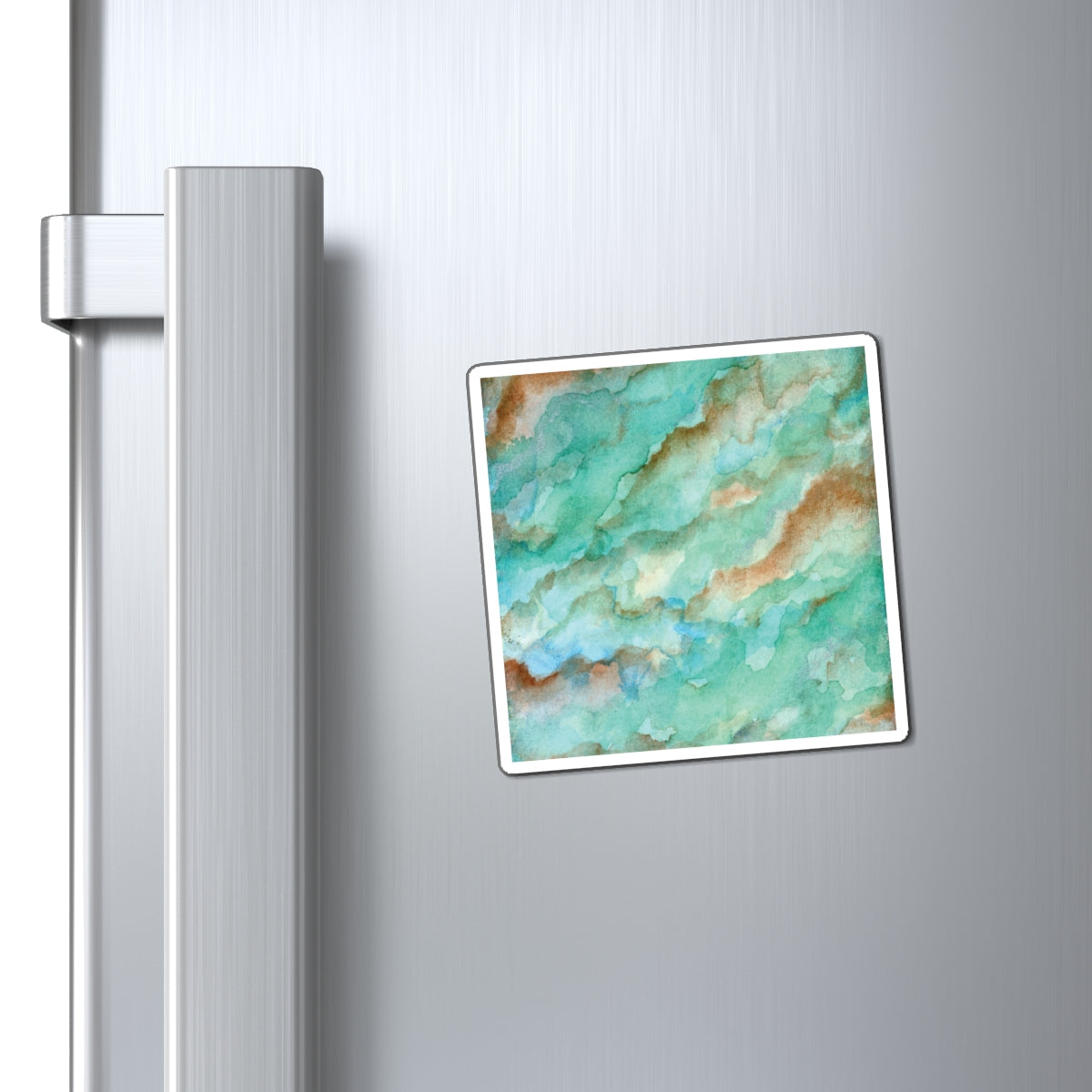 Aqua Shimmer Watercolor Painting - Magnets