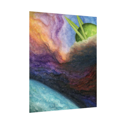 Traveling Through Uncharted Galaxies Watercolor Painting - Textured Watercolor Matte Posters