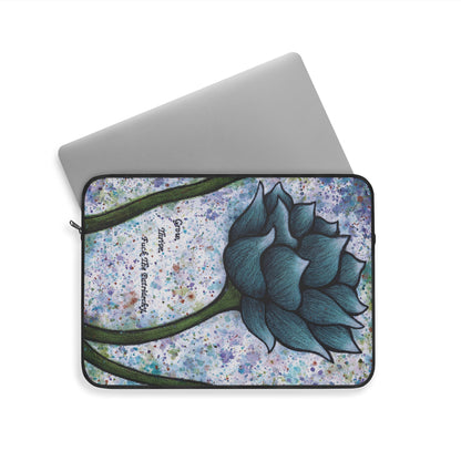 Grow. Thrive. F*ck The Patriarchy. Lotus Watercolor Painting - Plush Fleece Interior Laptop Sleeve