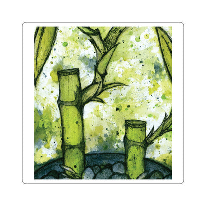 Bright Bamboo Watercolor Painting - Square Stickers