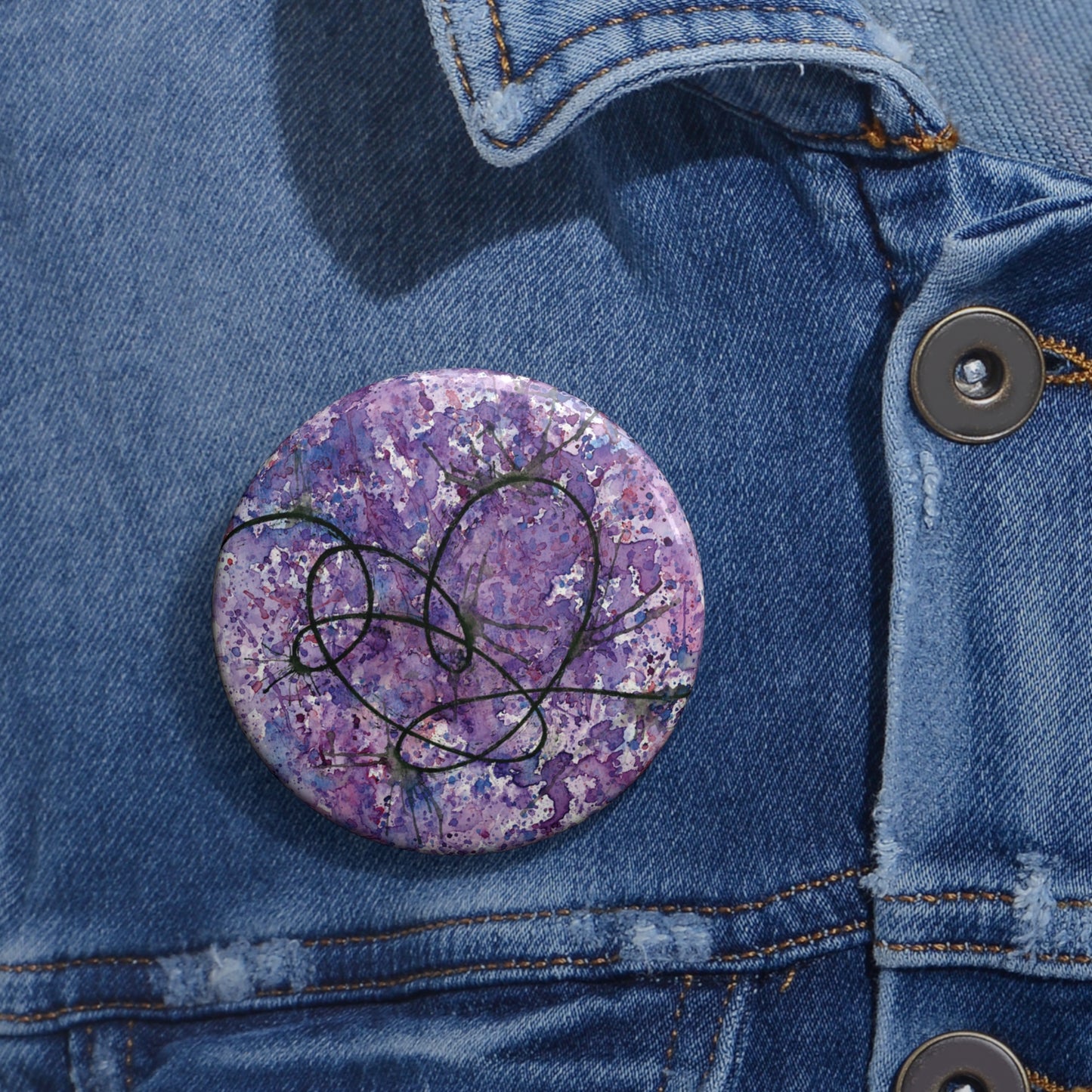 BTS Love Yourself : Answer Watercolor Painting - Glossy Metal Pin Buttons (3 Sizes)