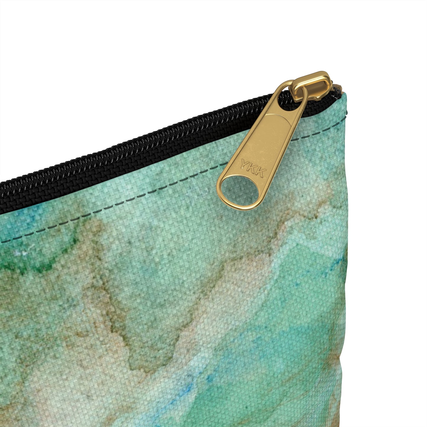 Tropical Aqua Shimmer Marbled Watercolor Painting - Zipper Closure Accessory Pouch (2 Sizes)