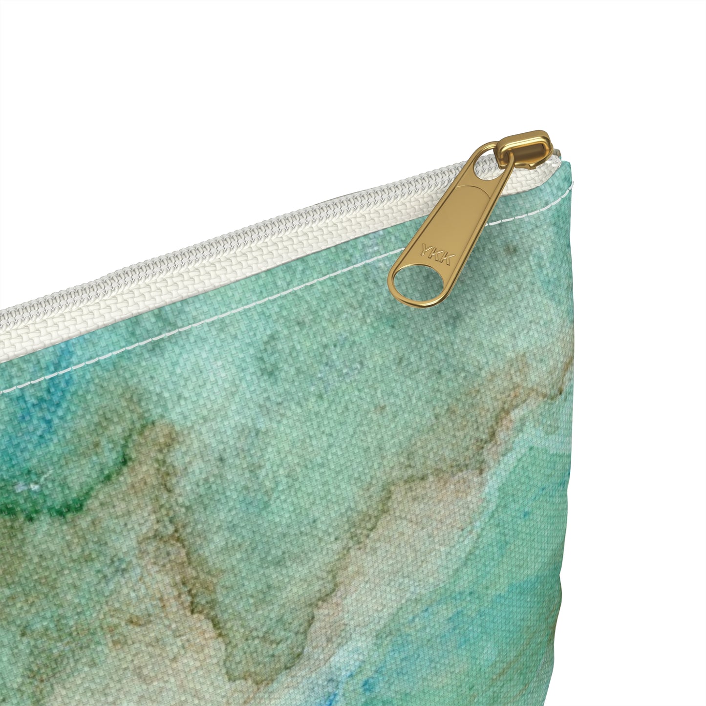 Tropical Aqua Shimmer Marbled Watercolor Painting - Zipper Closure Accessory Pouch (2 Sizes)