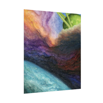 Traveling Through Uncharted Galaxies Watercolor Painting - Textured Watercolor Matte Posters