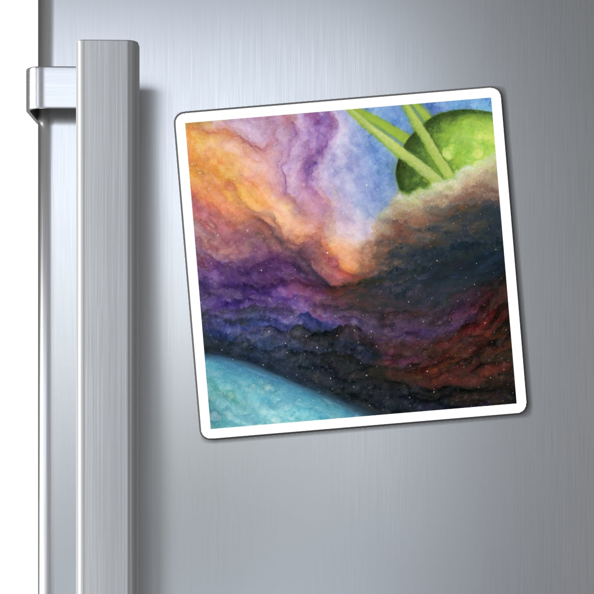 Traveling Through Uncharted Galaxies Watercolor Painting - Magnets