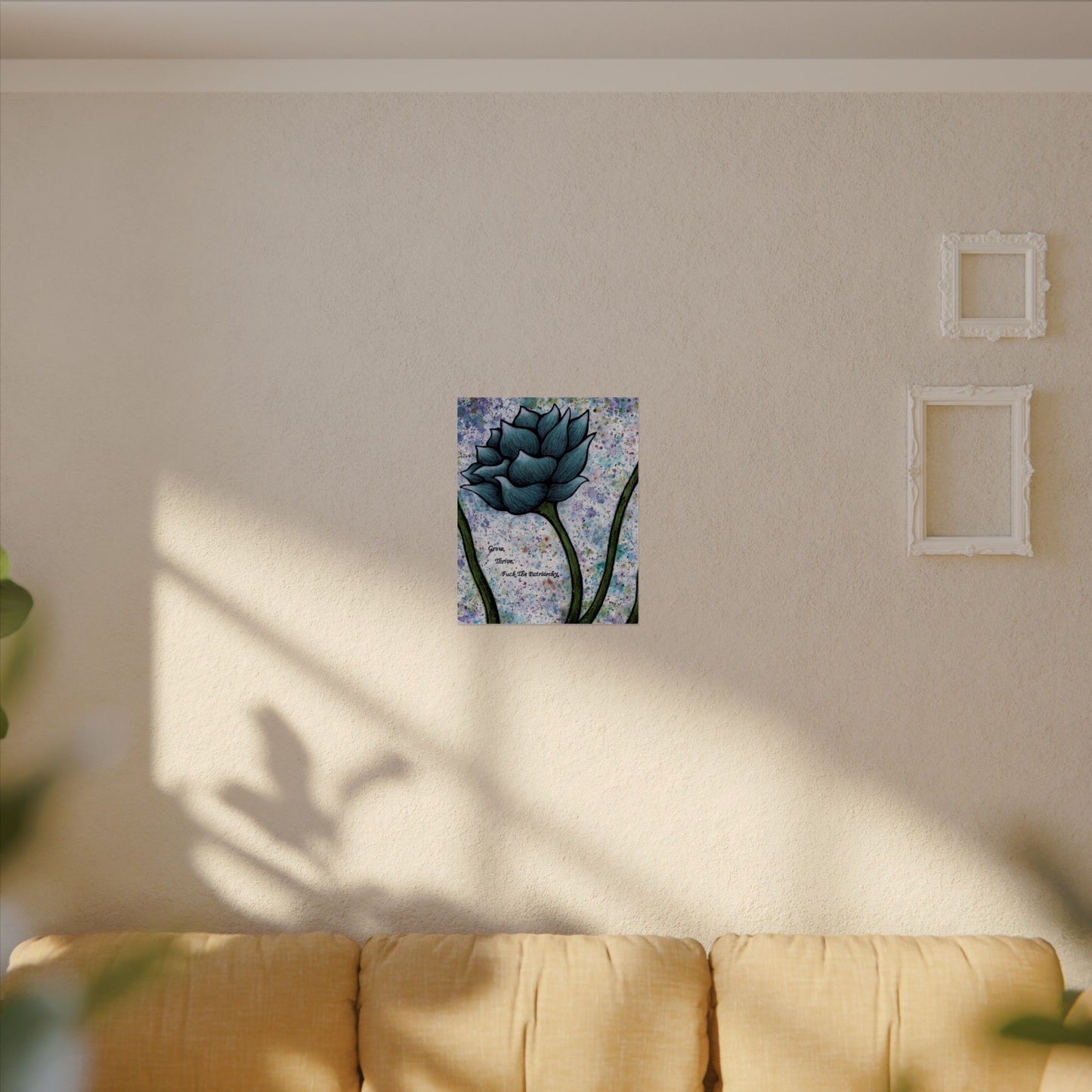 Grow. Thrive. F*ck The Patriarchy. Lotus Watercolor Painting - Textured Watercolor Matte Posters