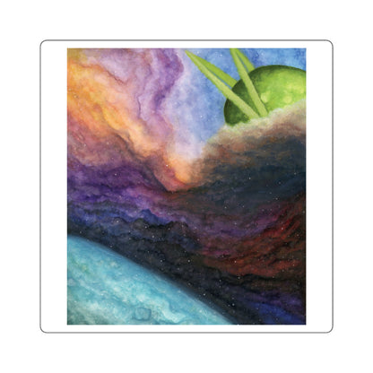 Traveling Through Uncharted Galaxies Watercolor Painting - Square Stickers