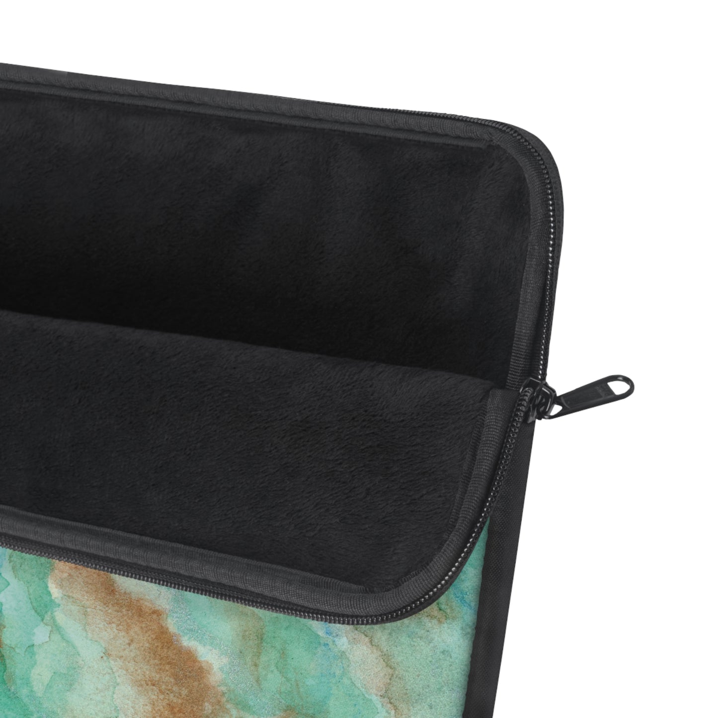 Tropical Aqua Shimmer Marbled Watercolor Painting - Plush Fleece Interior Laptop Sleeve