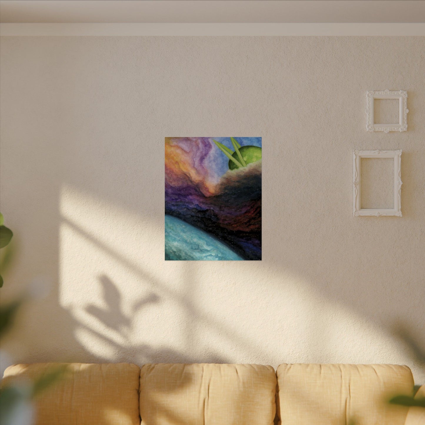 Traveling Through Uncharted Galaxies Watercolor Painting - Textured Watercolor Matte Posters
