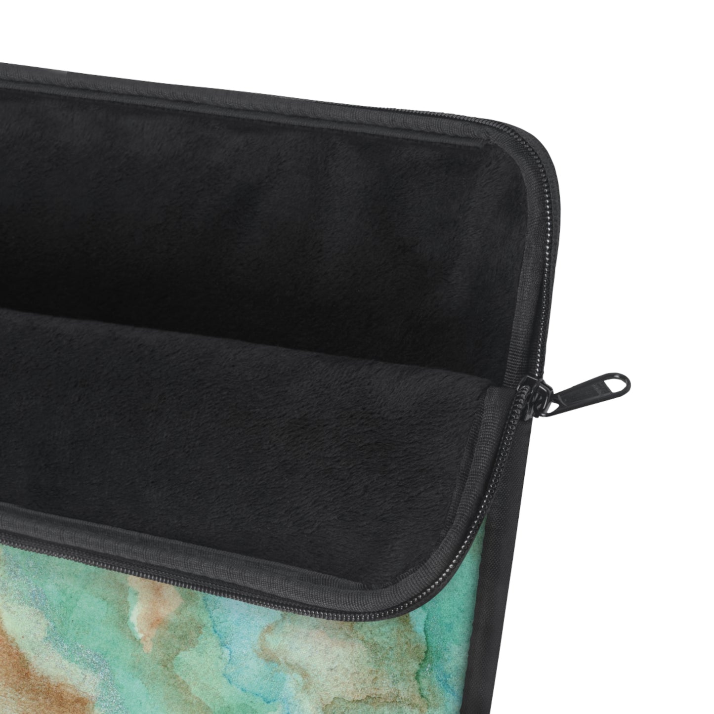 Tropical Aqua Shimmer Marbled Watercolor Painting - Plush Fleece Interior Laptop Sleeve