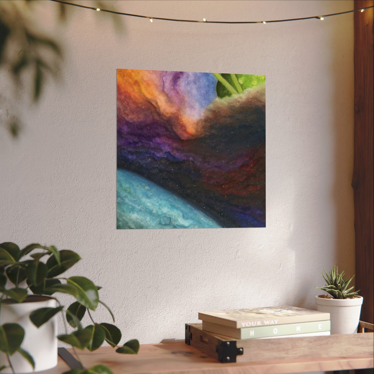 Traveling Through Uncharted Galaxies Watercolor Painting - Textured Watercolor Matte Posters