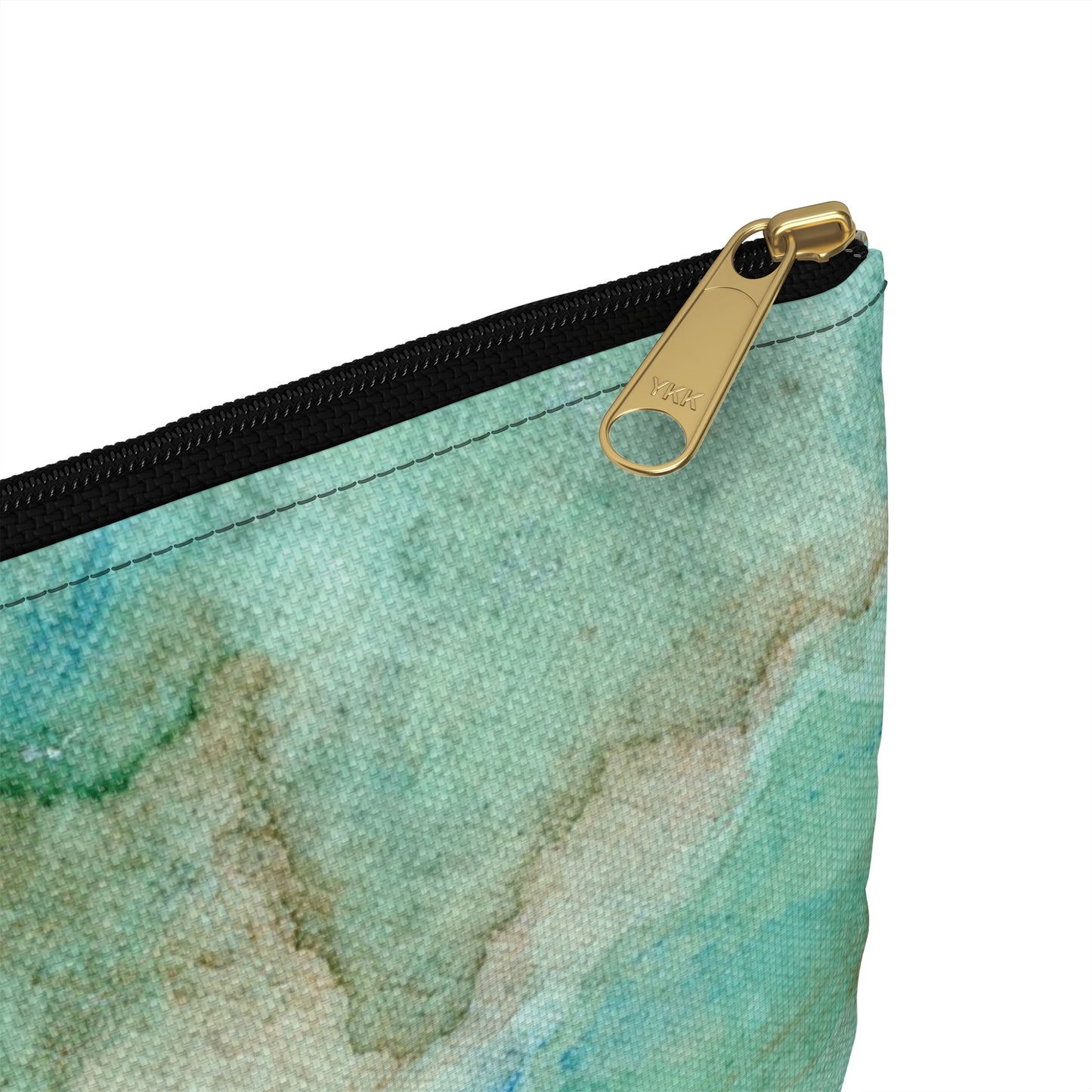 Tropical Aqua Shimmer Marbled Watercolor Painting - Zipper Closure Accessory Pouch (2 Sizes)