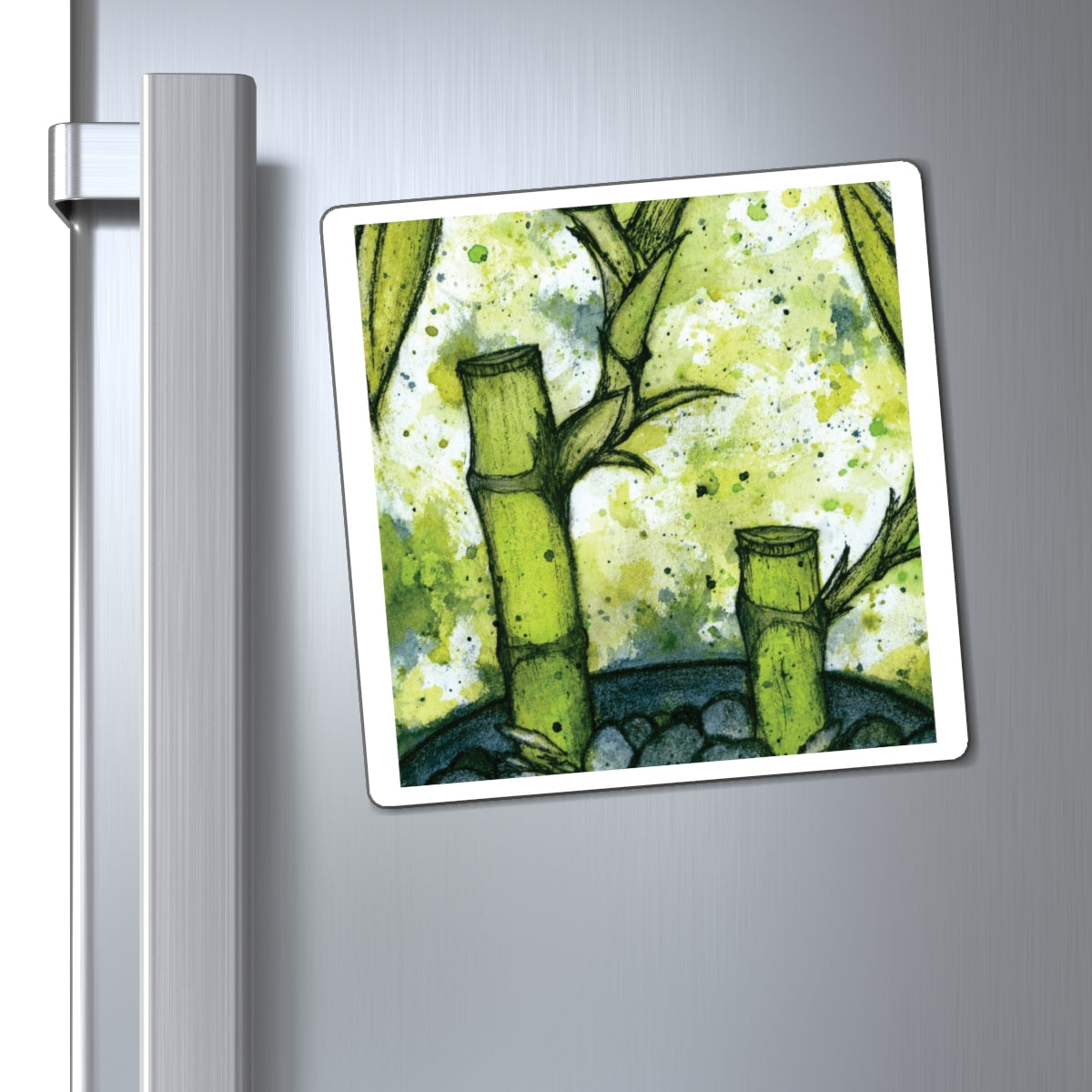 Bright Bamboo Watercolor Painting - Magnets