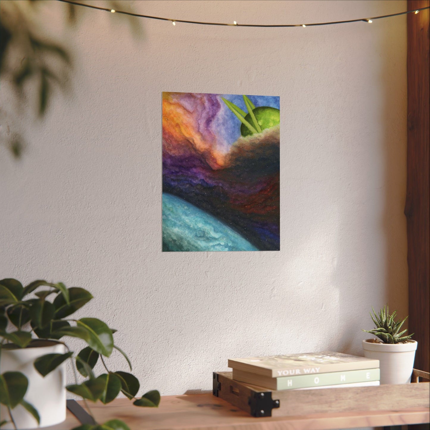 Traveling Through Uncharted Galaxies Watercolor Painting - Textured Watercolor Matte Posters