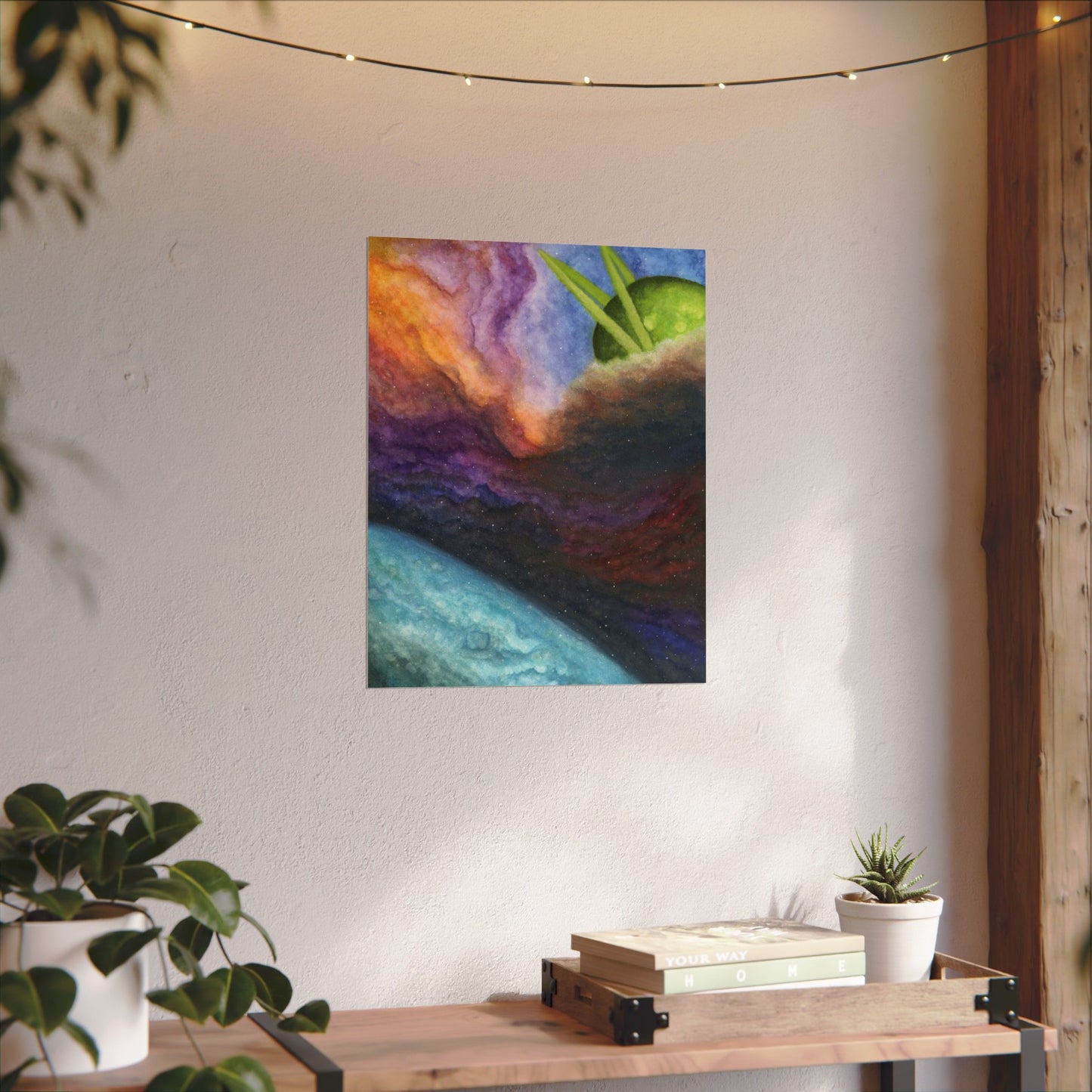 Traveling Through Uncharted Galaxies Watercolor Painting - Textured Watercolor Matte Posters