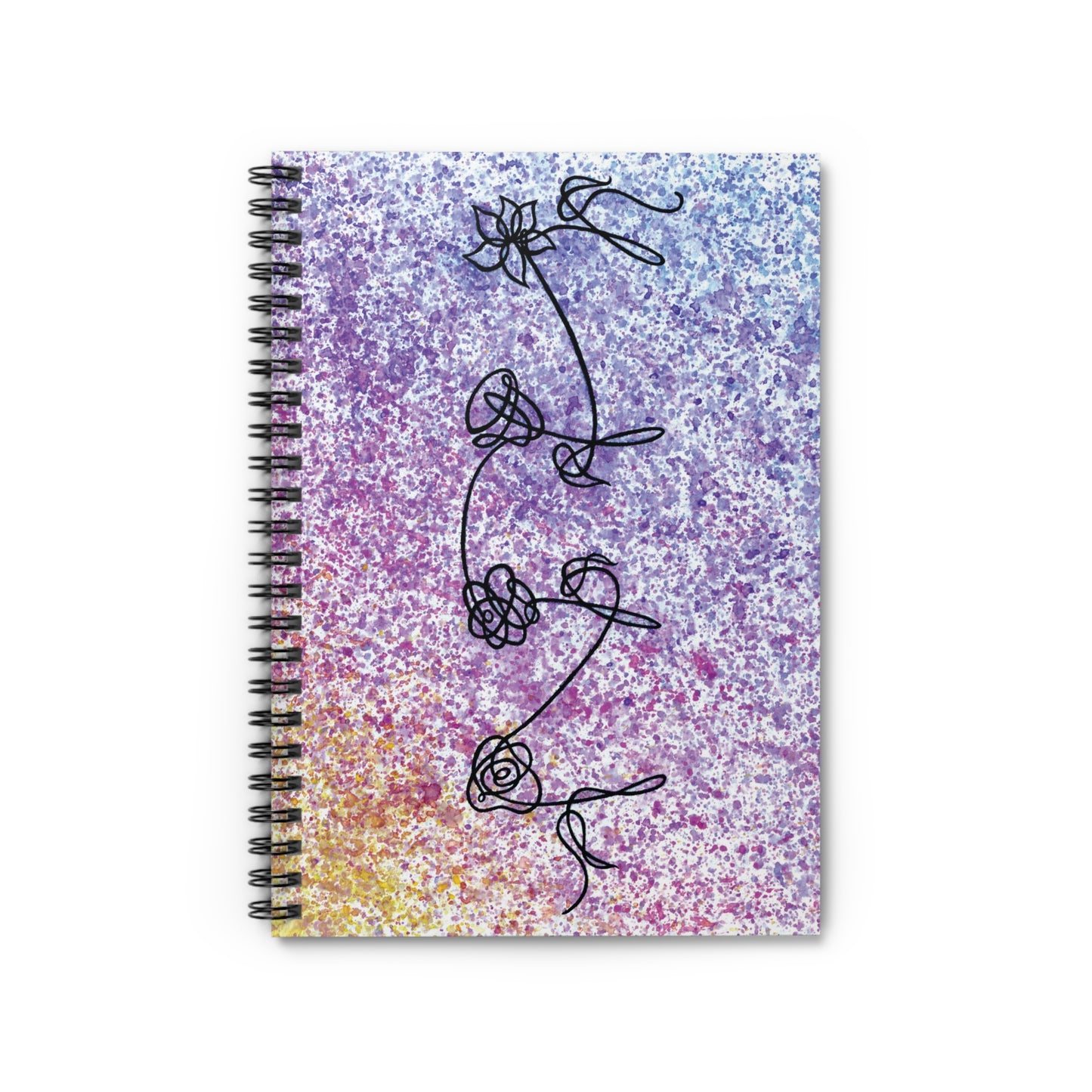 BTS Love Yourself : Her Multicolor Gradient Watercolor Painting - Spiral Notebook - Ruled Line (Version 1 )