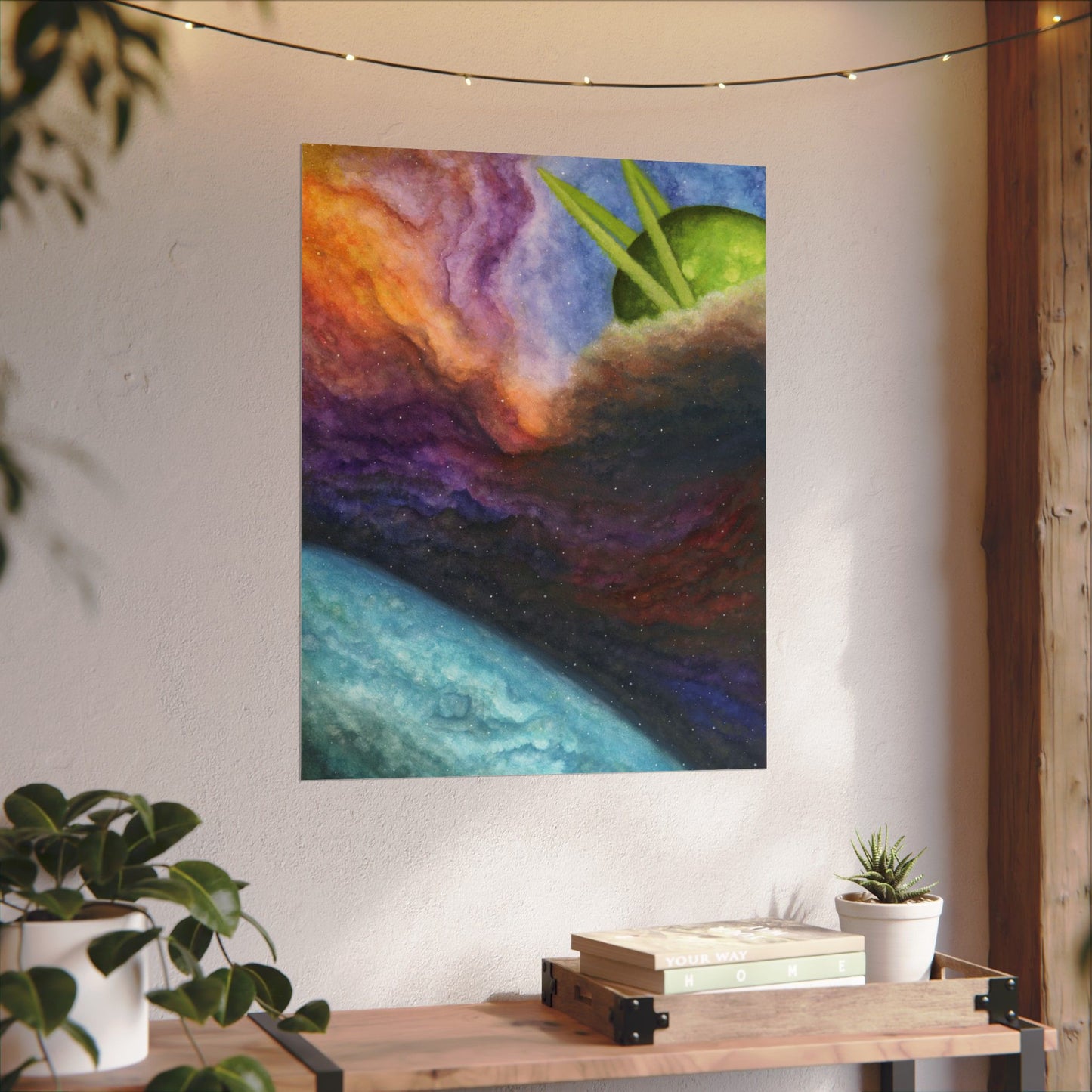 Traveling Through Uncharted Galaxies Watercolor Painting - Textured Watercolor Matte Posters