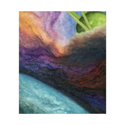 Traveling Through Uncharted Galaxies Watercolor Painting - Textured Watercolor Matte Posters