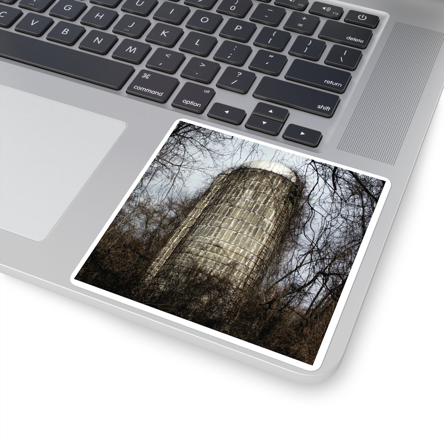 Abandoned & Overgrown Silo Photography - Square Stickers